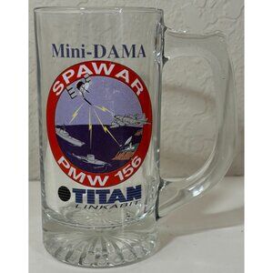 Vintage SPAWAR PMW 156 Titan Linkabit Glass Mug US Navy Warfare NAVWAR San Diego